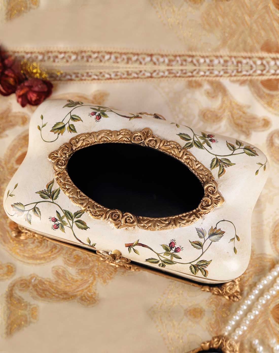 隽美家居用品专场欧式手绘孔雀系列高档树脂纸巾盒6920922100823_唯品