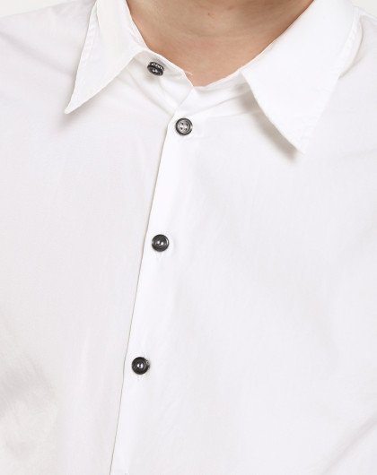 男款白色袖口老虎图案长袖衬衫