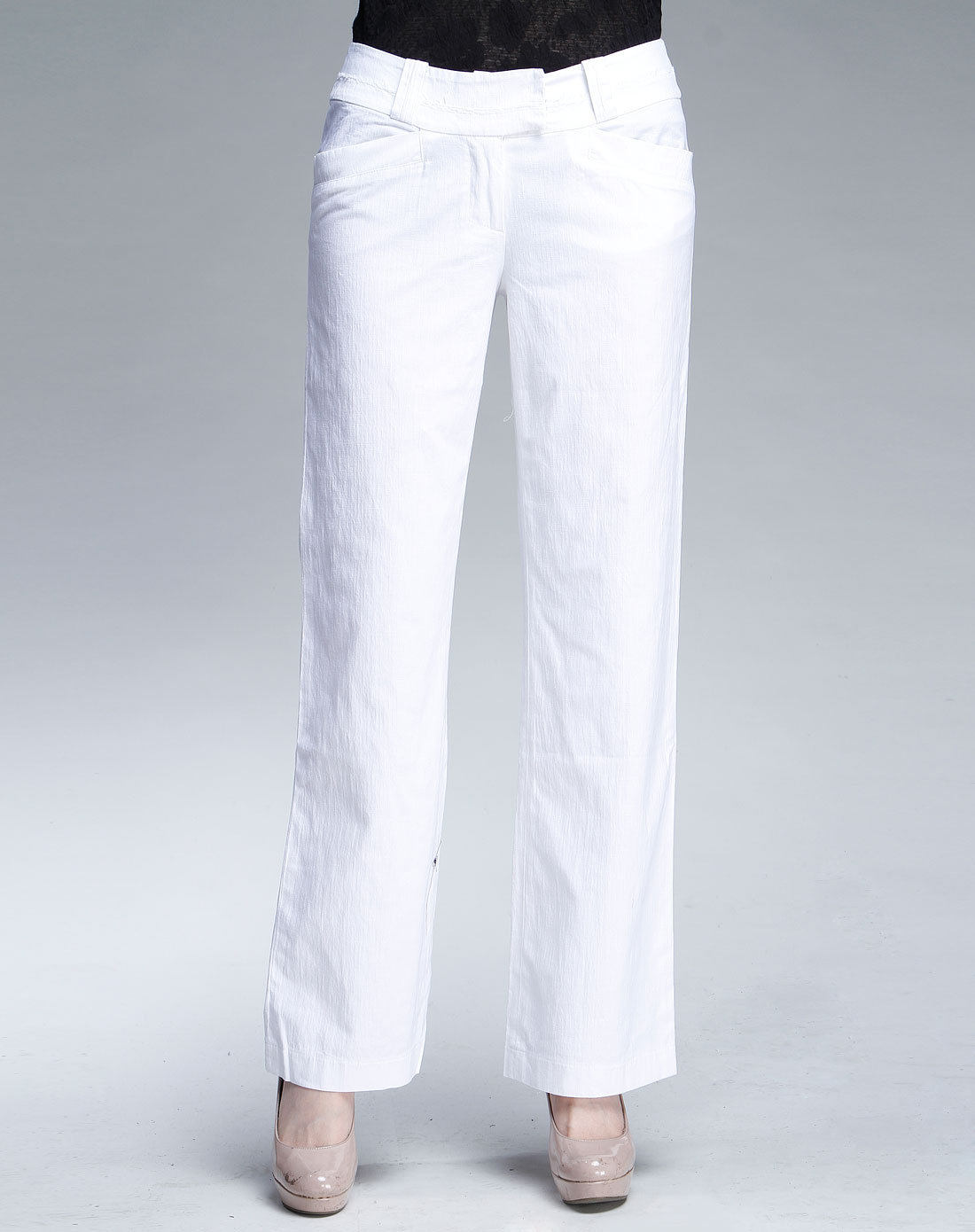 女款白色简约时尚长裤