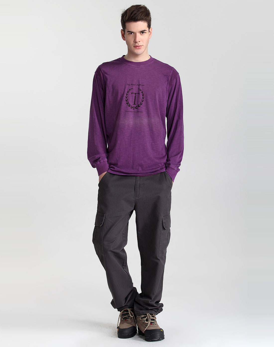 美国第一户外男款紫色长袖t恤063180e_唯品会