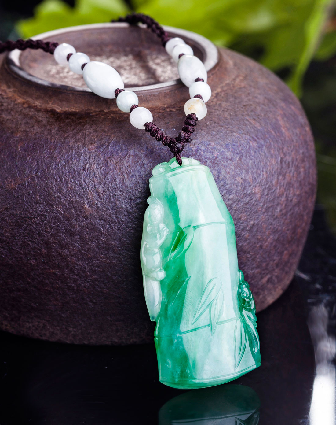 冰糯种带绿节节高升天然a货翡翠挂件