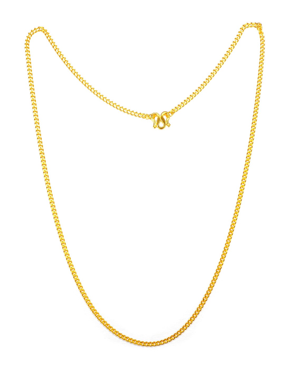 千足金黄金项链 侧身链