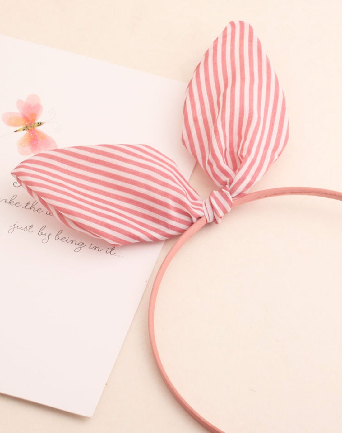 兔耳朵布艺粉色发箍