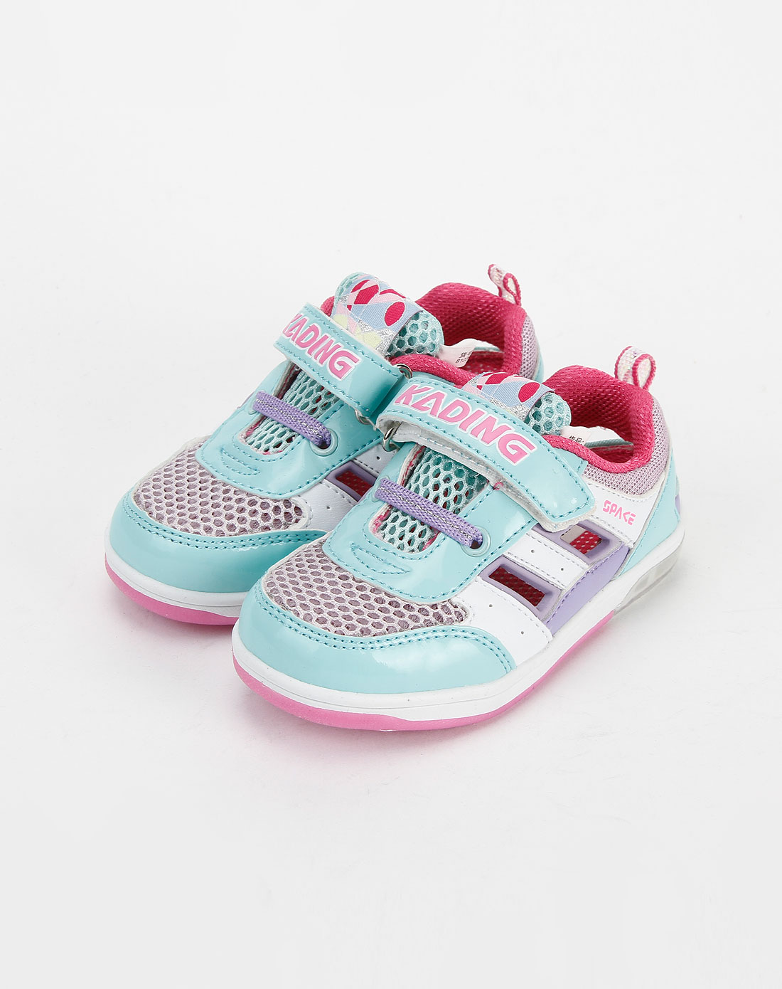 卡丁童鞋 女宝宝青/紫色镂空闪灯运动鞋