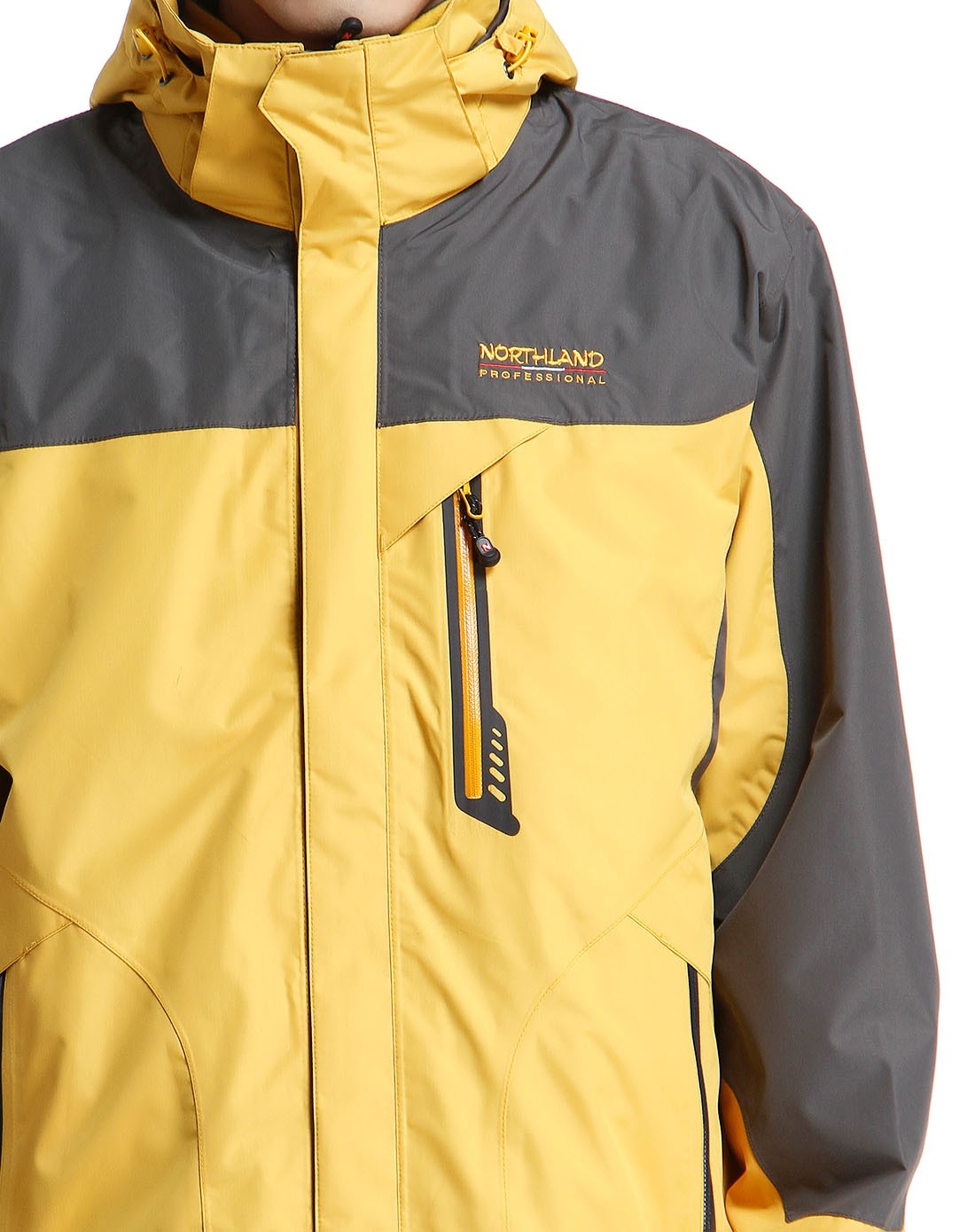 男款年轻时尚土黄深灰色长袖冲锋衣