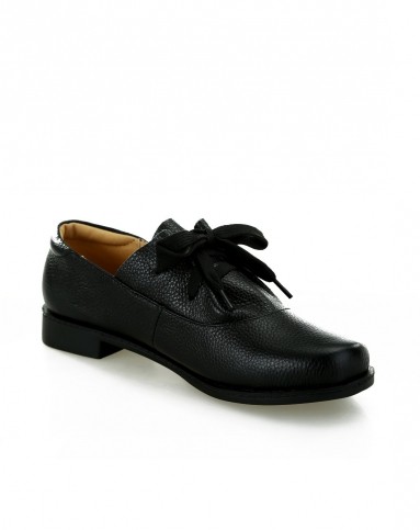 卡斯诺casino黑色牛皮绑带经典平底单鞋bs14703211_唯品会