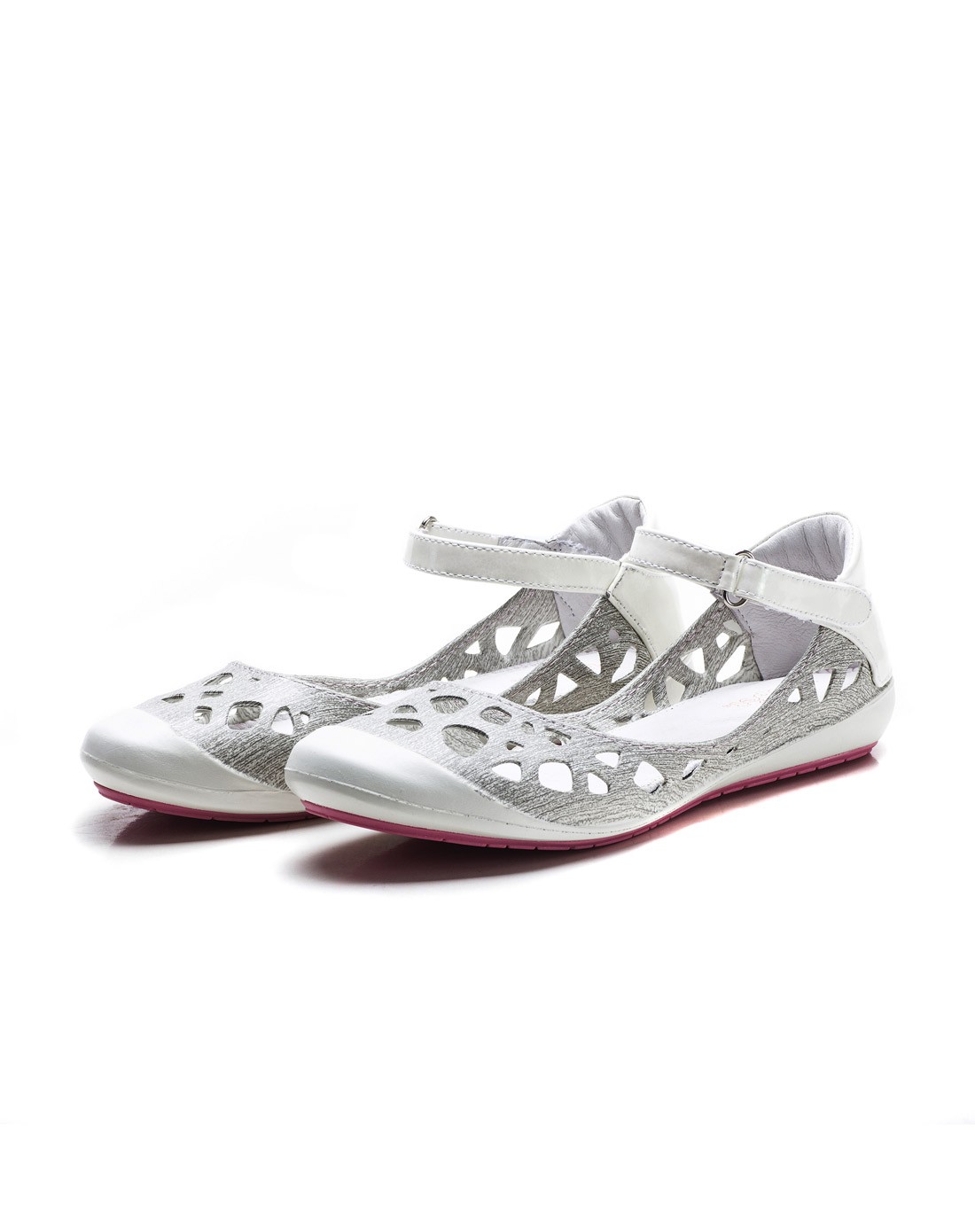 女款白色/银色水转印沙滩洞洞鞋