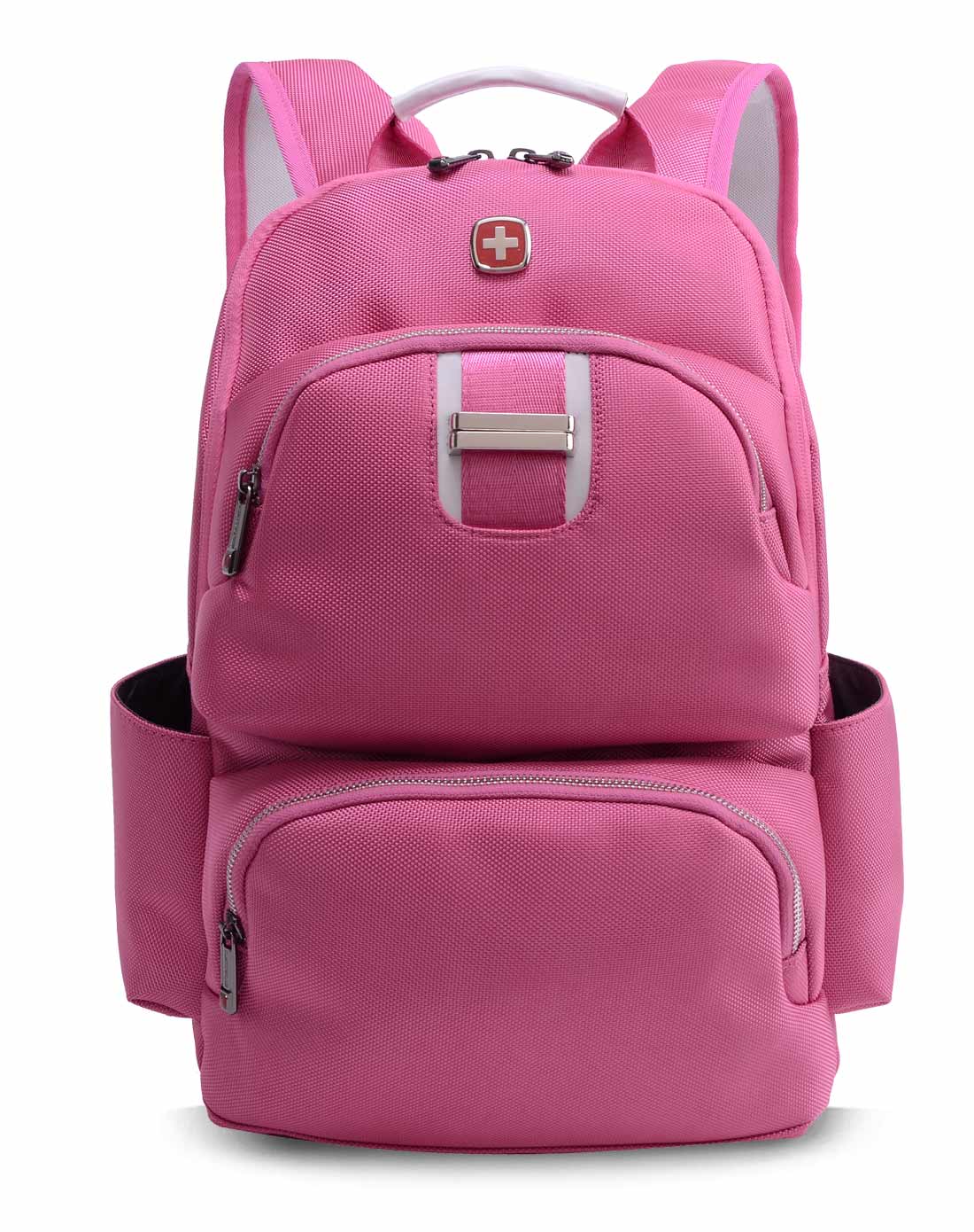 中性粉色双肩电脑背包