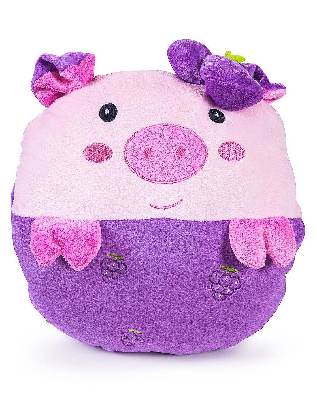可爱紫色水果猪暖手抱枕