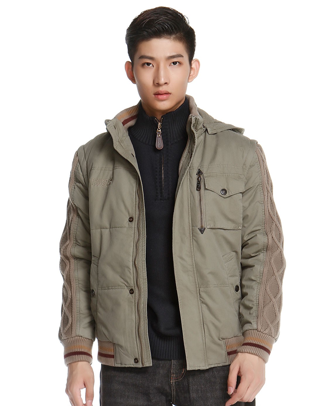 男款浅军色休闲夹克