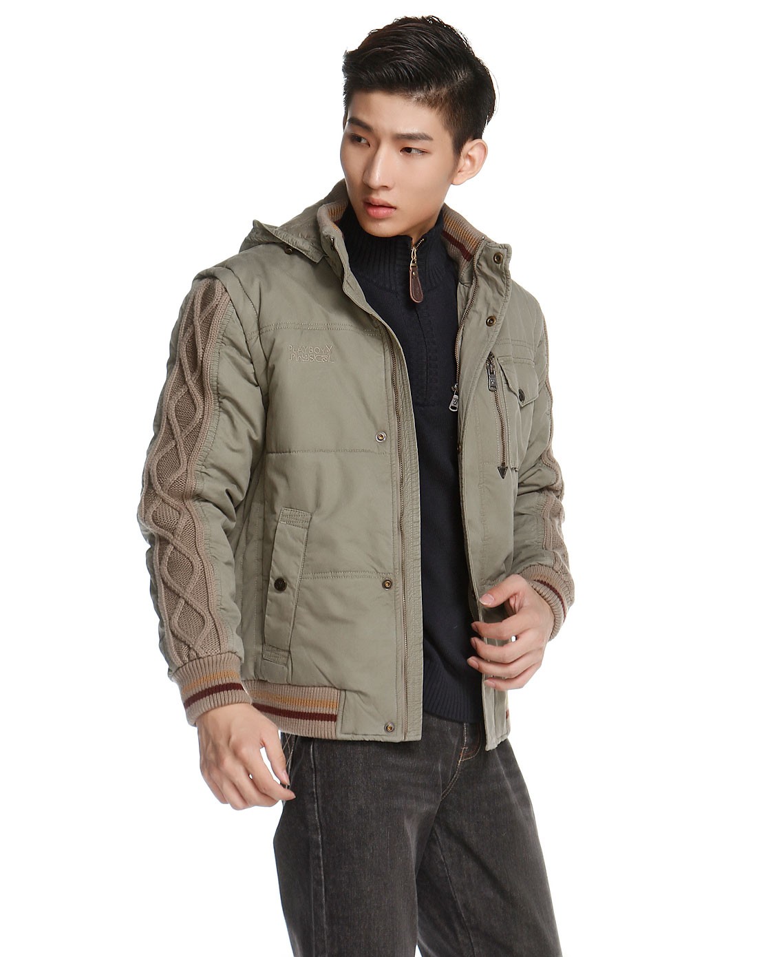 男款浅军色休闲夹克