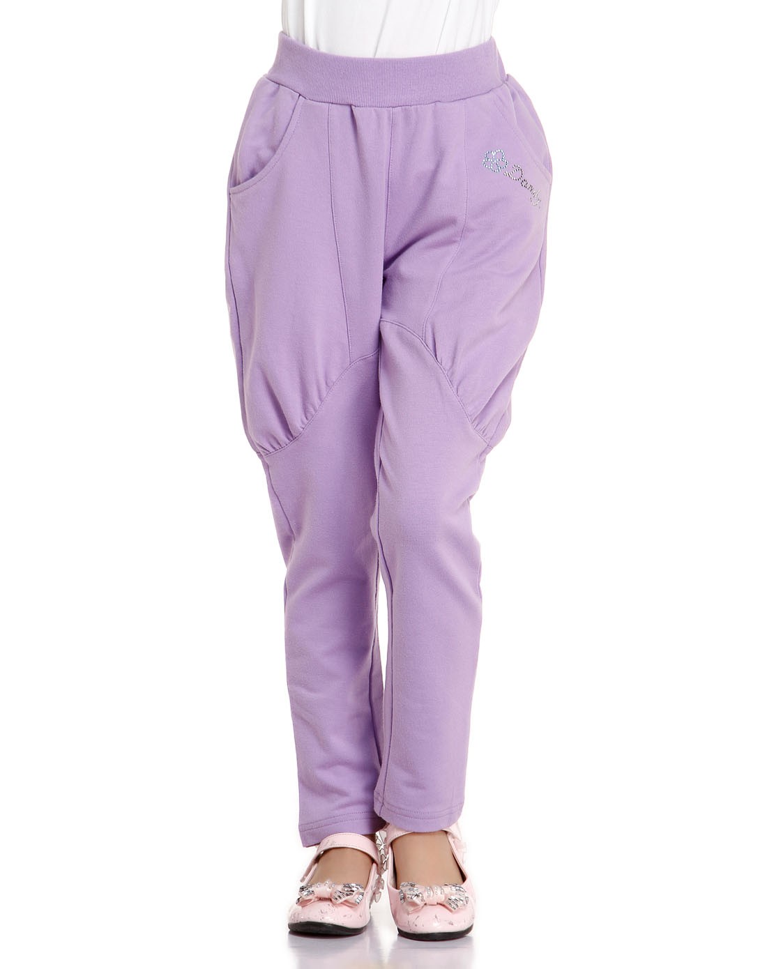 丹迪 女童粉紫色烫钻休闲长裤