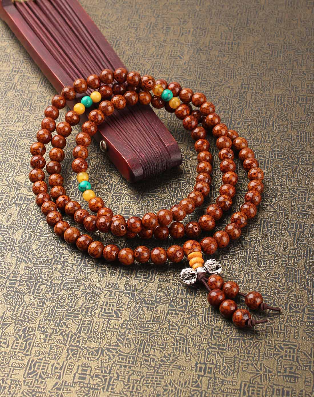 精选银线有色菩提108颗手串