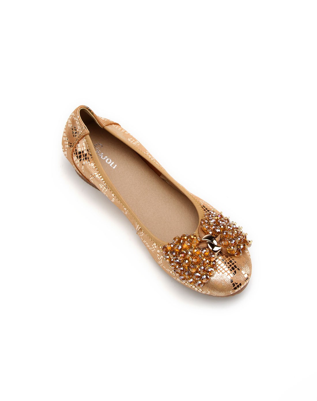 2014年款浅铜色华丽蝴蝶结舒适单鞋