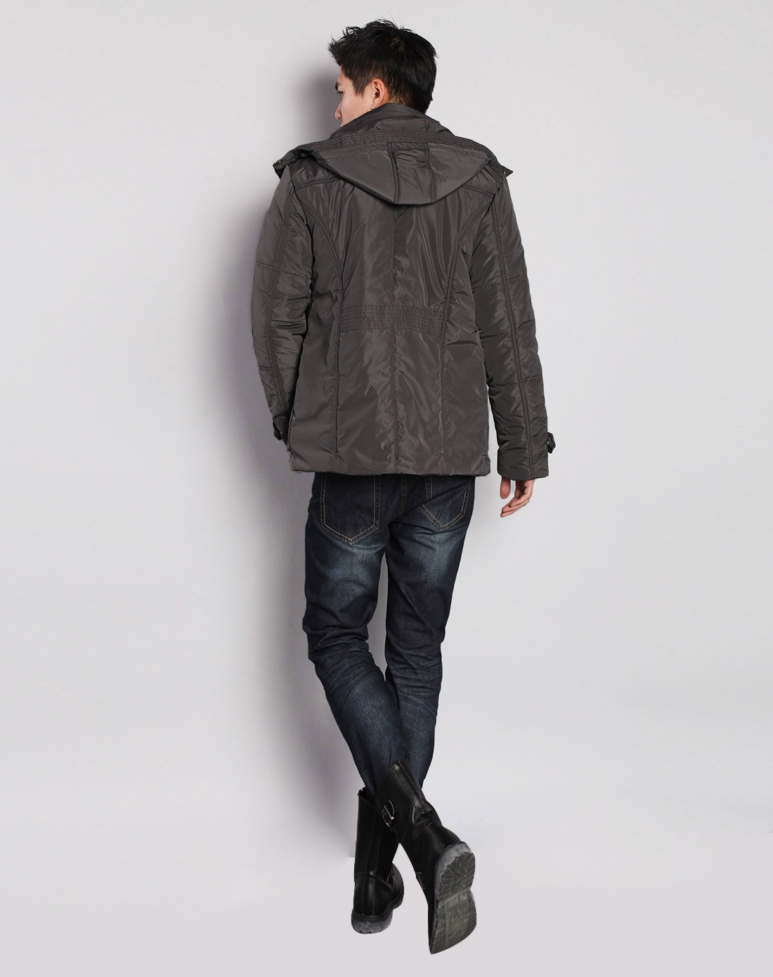 深花灰 男款经典中长棉服