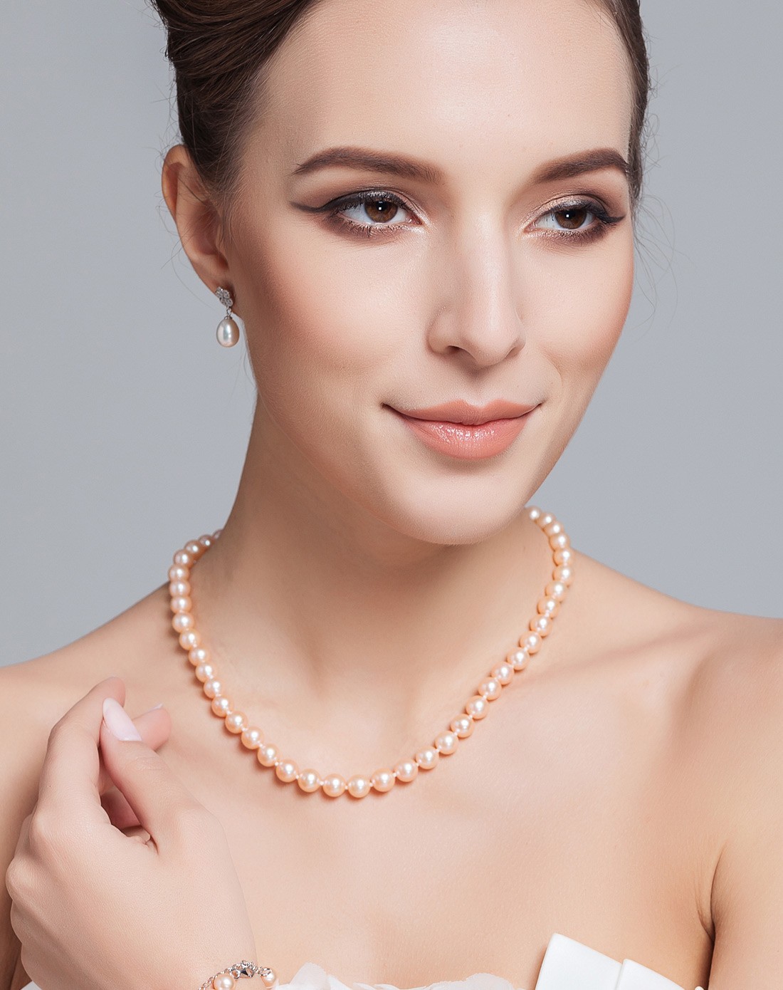 s925银天然珍珠项链粉色正圆7.5-8mmbzx116(附质检证书)