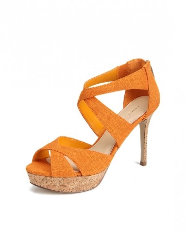 都市淑女橙色高跟凉鞋