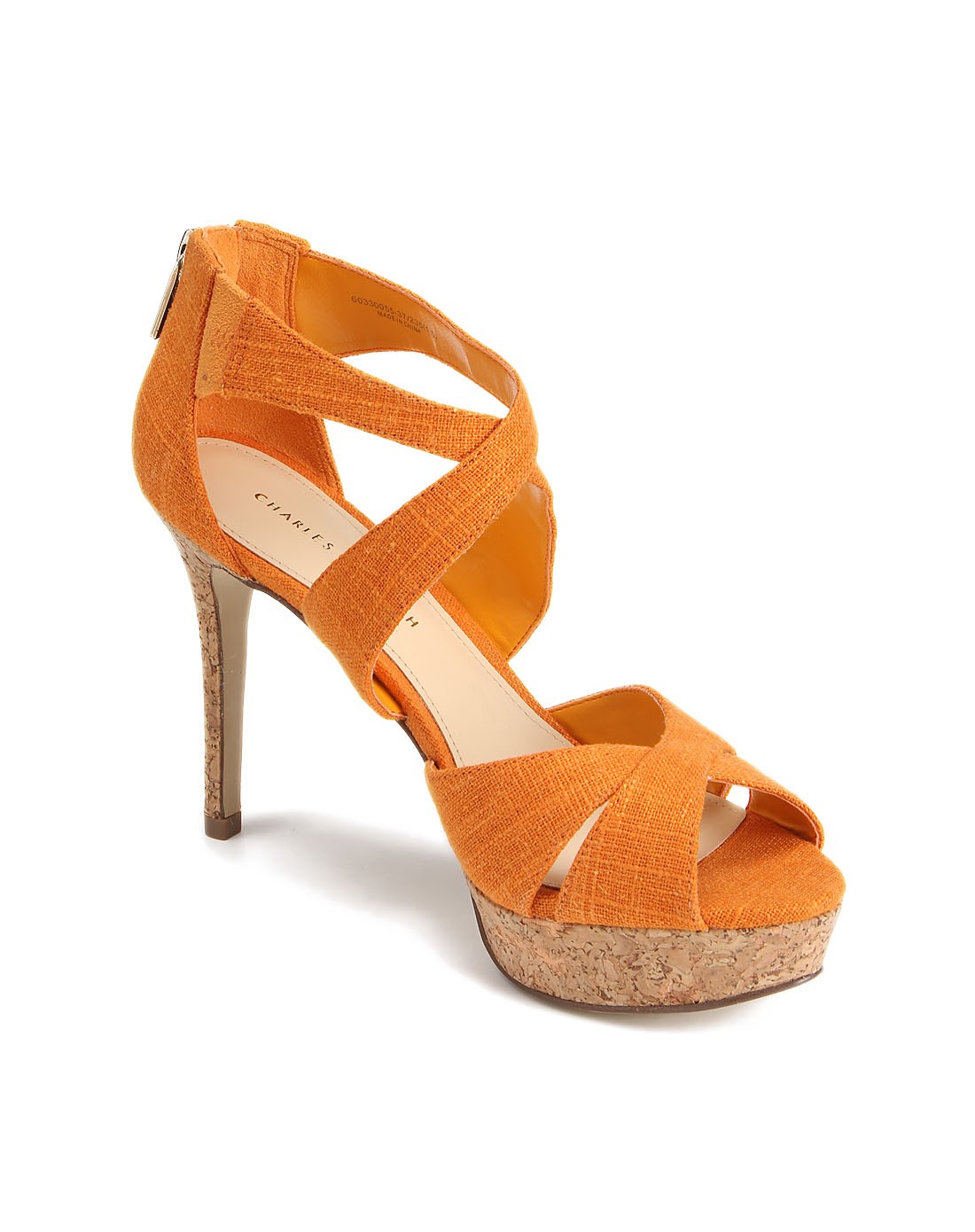 都市淑女橙色高跟凉鞋