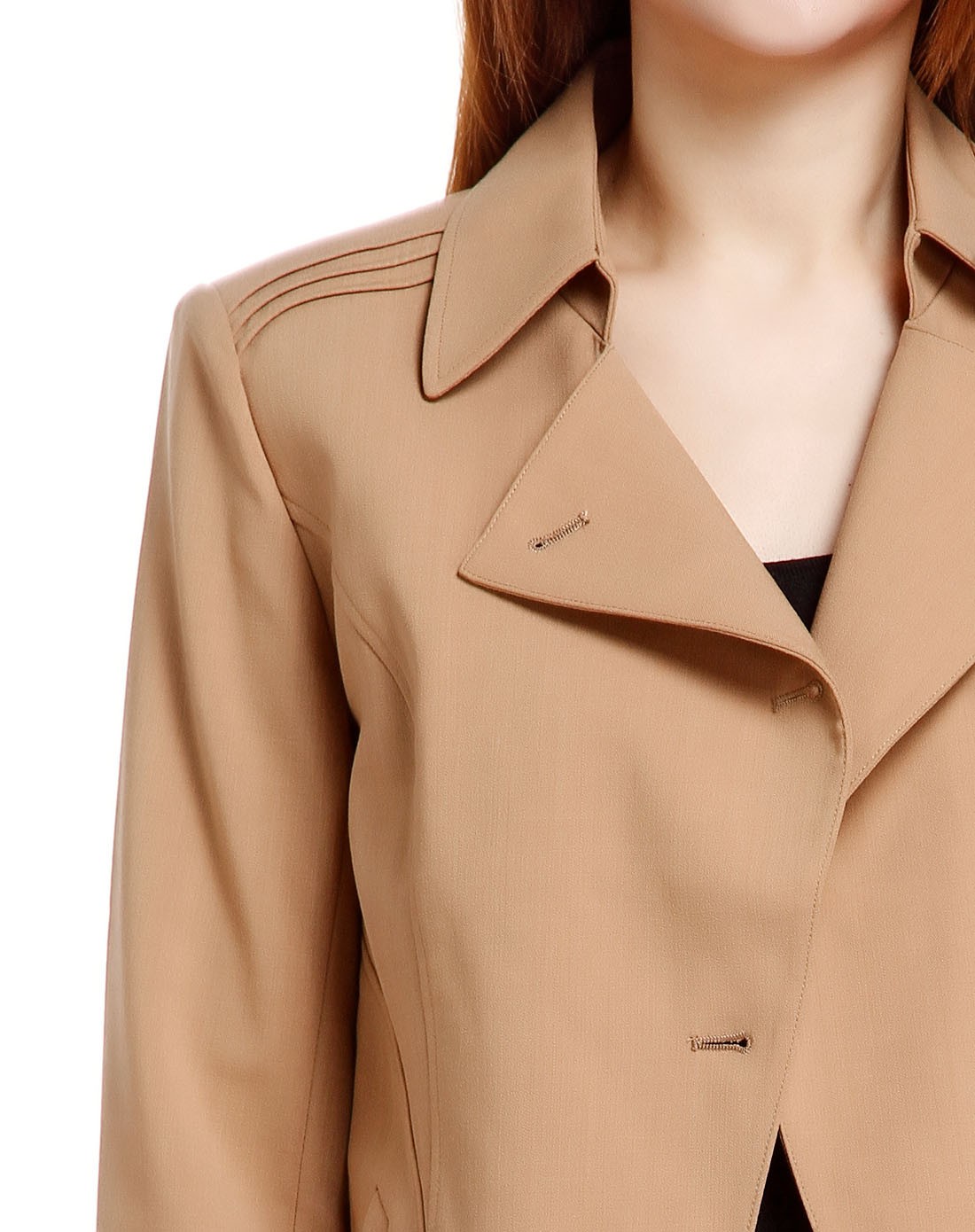 棕色修身时尚斜门襟长袖夹克