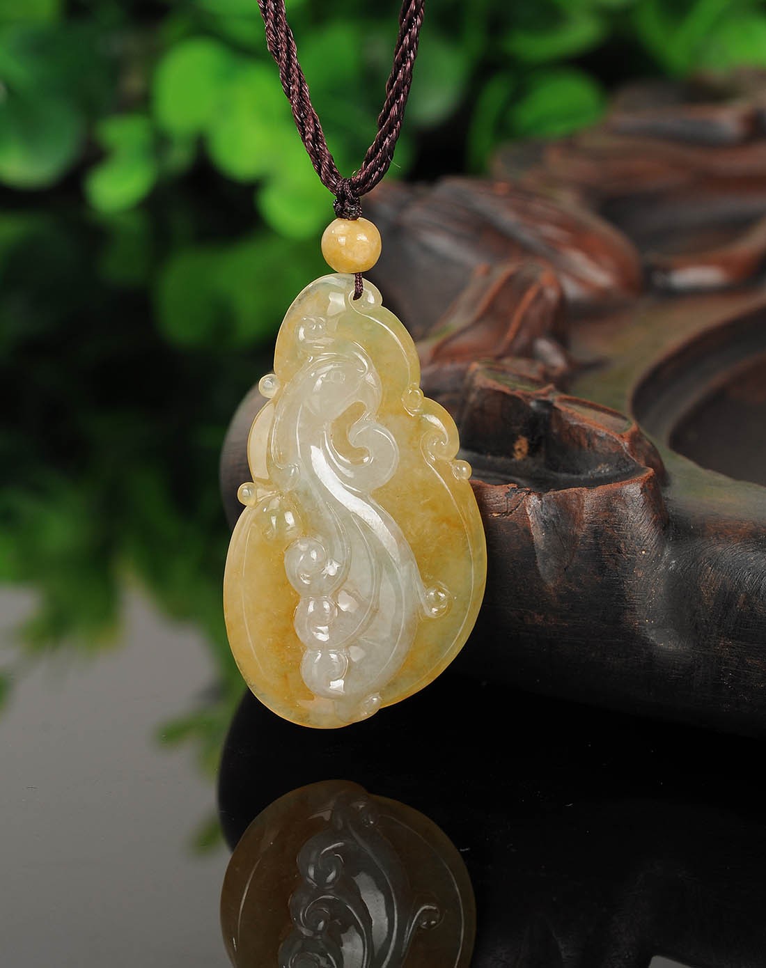 天然a货翡翠糯种黄翡吉祥如意挂件