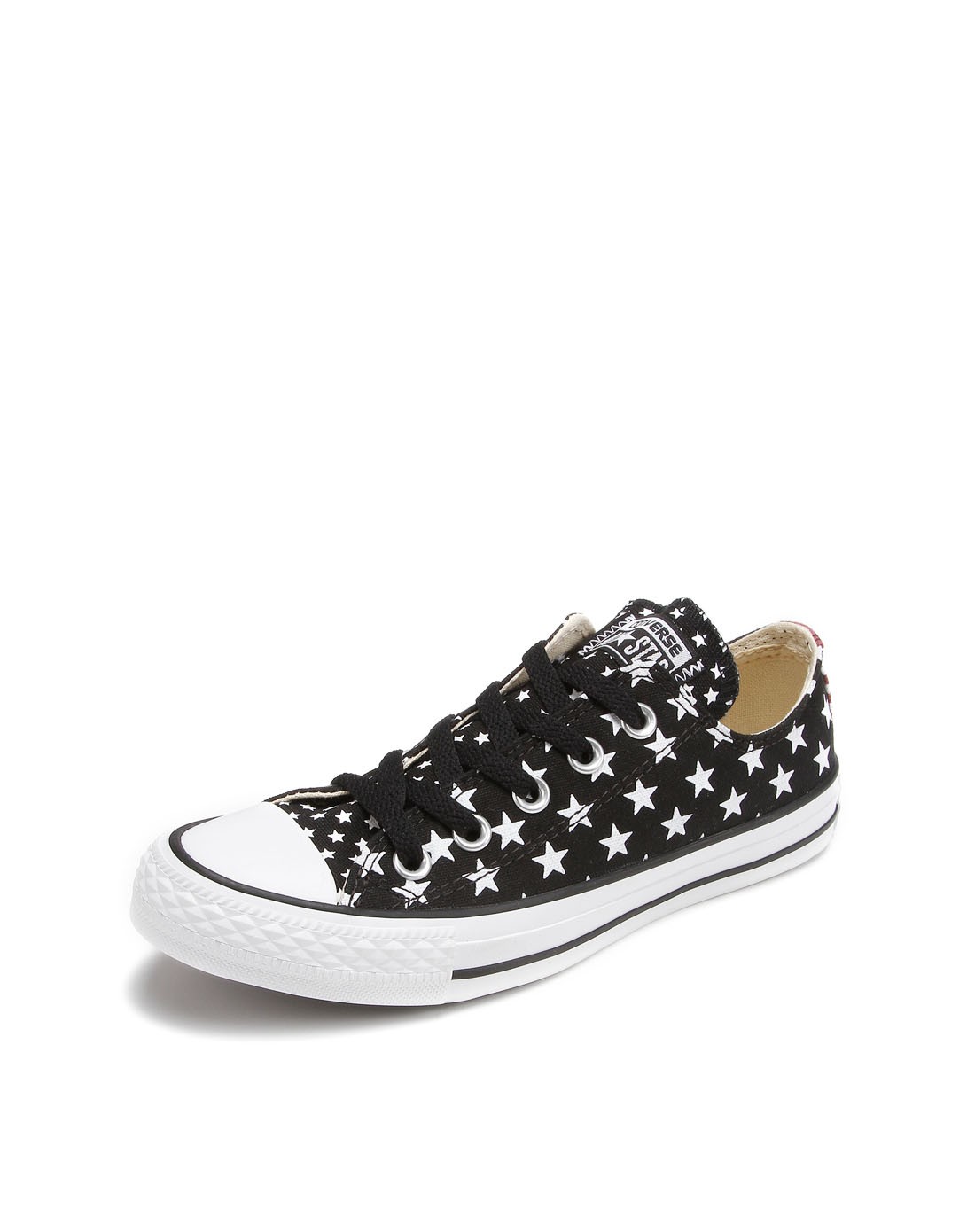 中性款黑配白色低帮帆布鞋 经典五角星