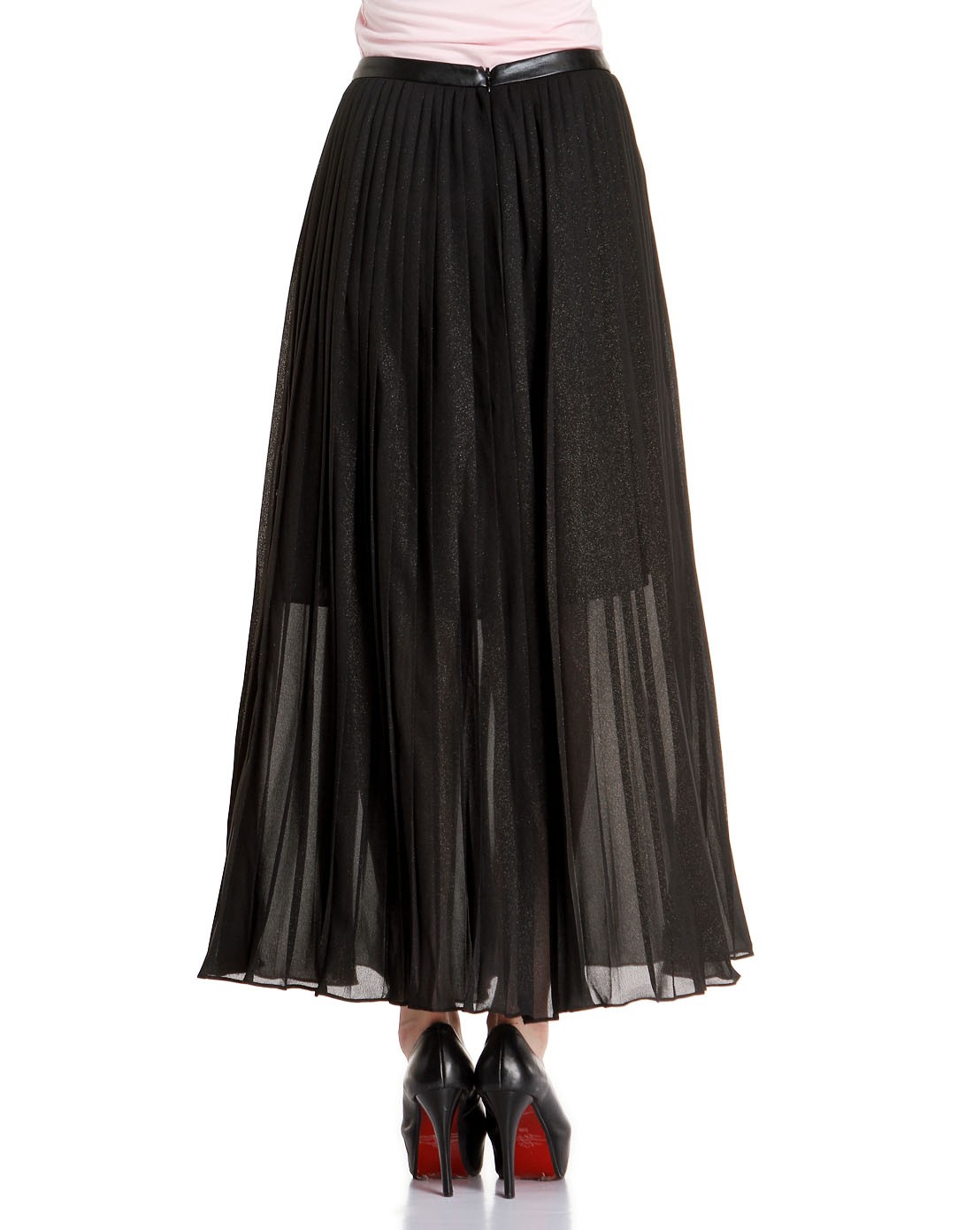 高贵大方黑色百褶长裙