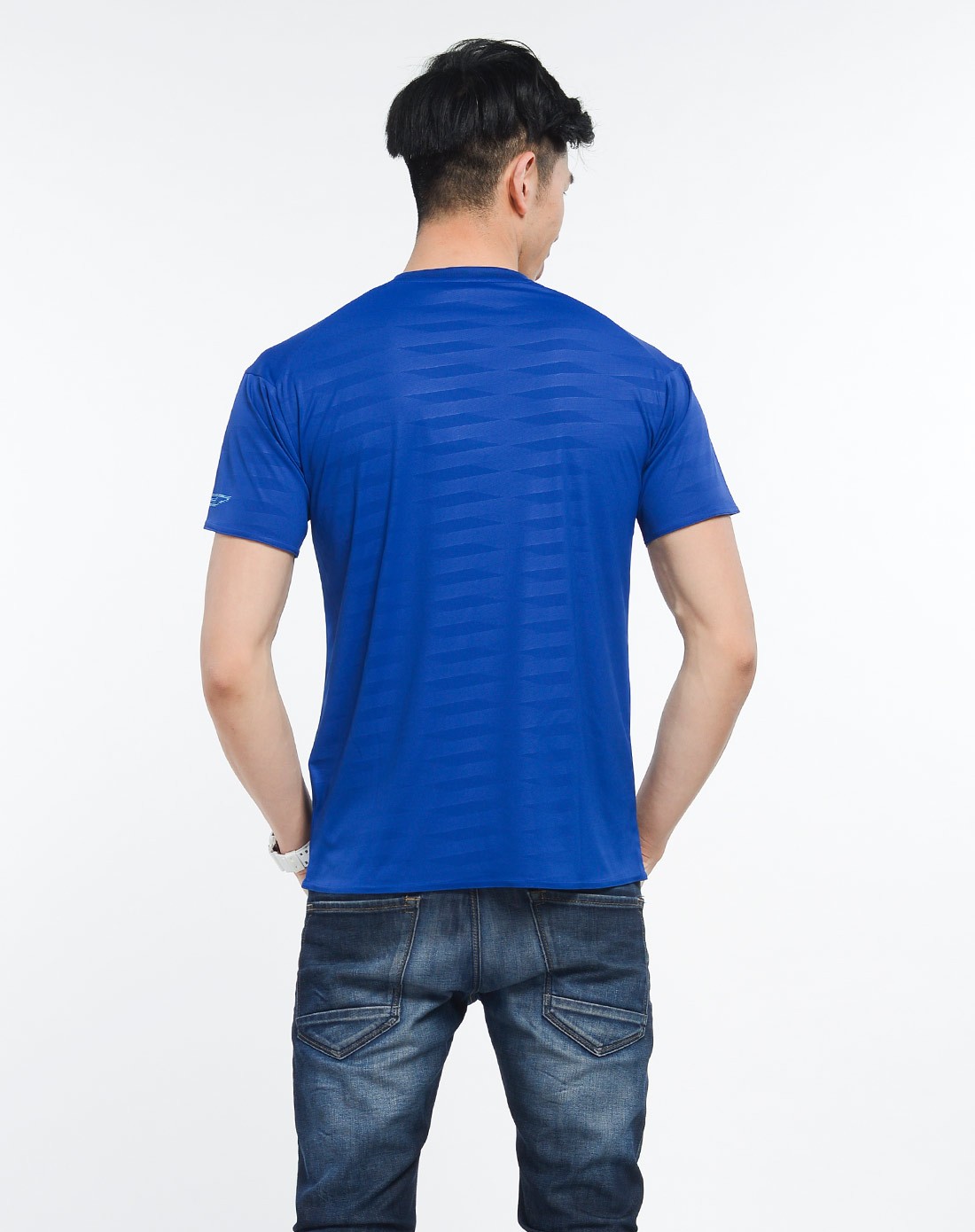男款宝蓝色足球系列短袖t恤