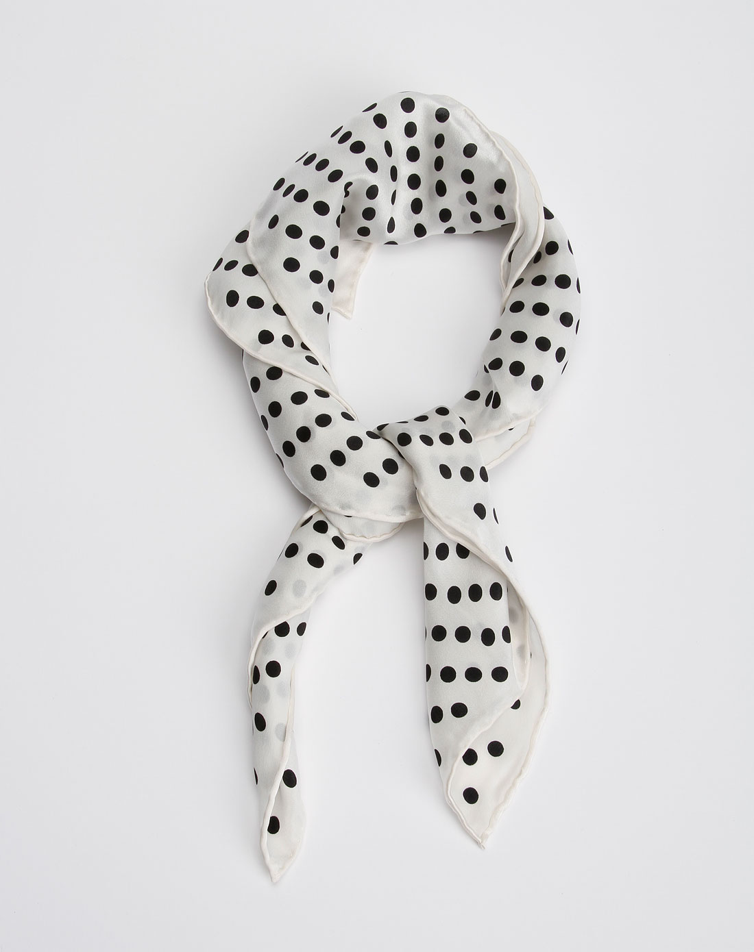 城市俪人cslr 女款白/黑色时尚圆点丝巾