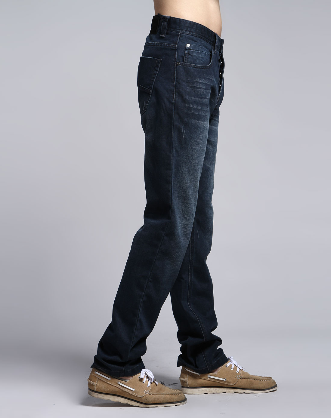 男款灰蓝色牛仔裤