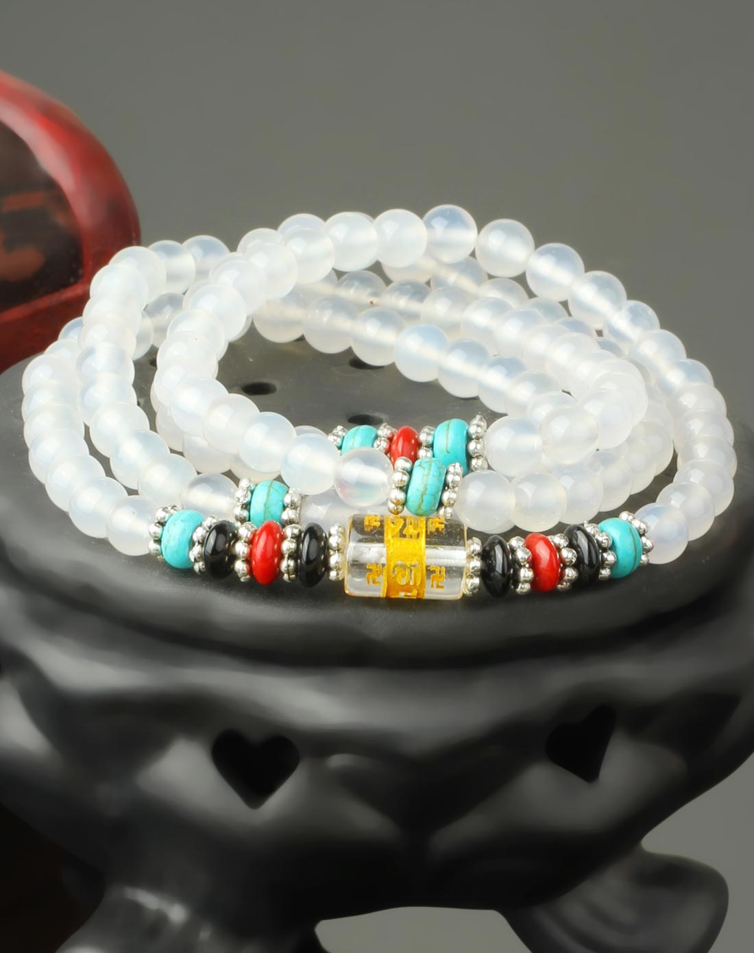 中性天然透明白玛瑙多绕手链附证书