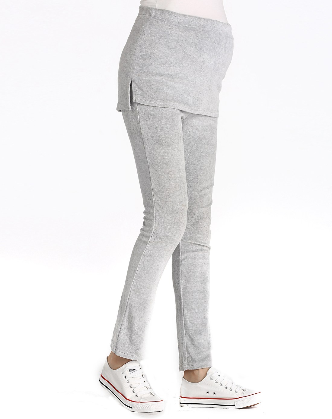 女灰色针织紧身裤