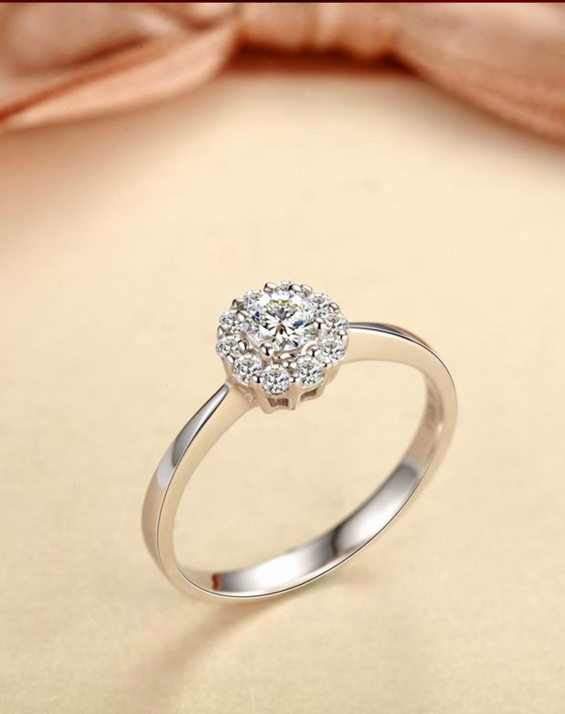 18k白金29分精致微镶群镶钻戒女款