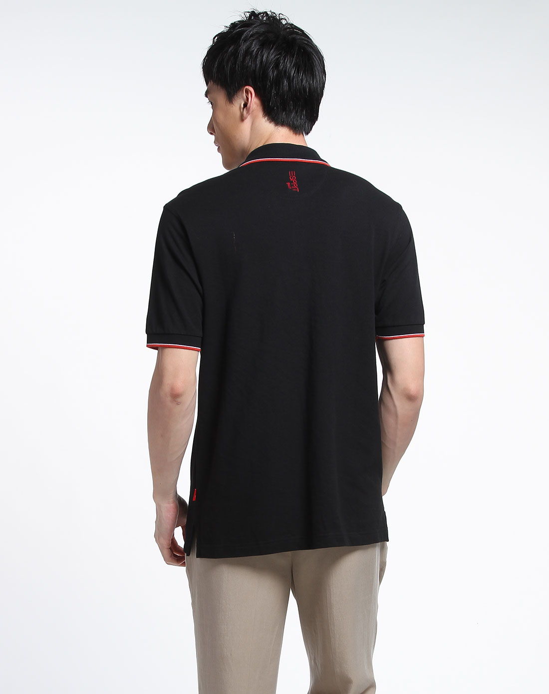 esprit golf男装专场-黑色商务休闲纯棉短袖t恤