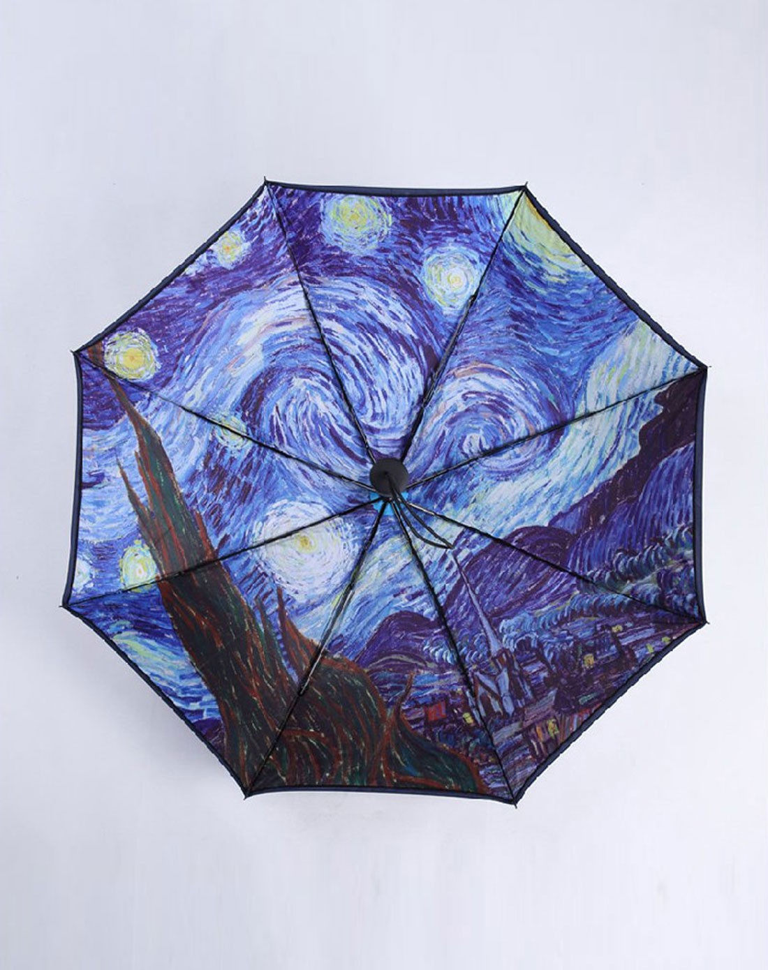 蓝雨伞梵高星空伞折叠双层伞