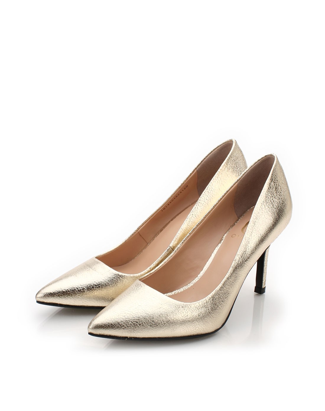 圆漾金色女单鞋