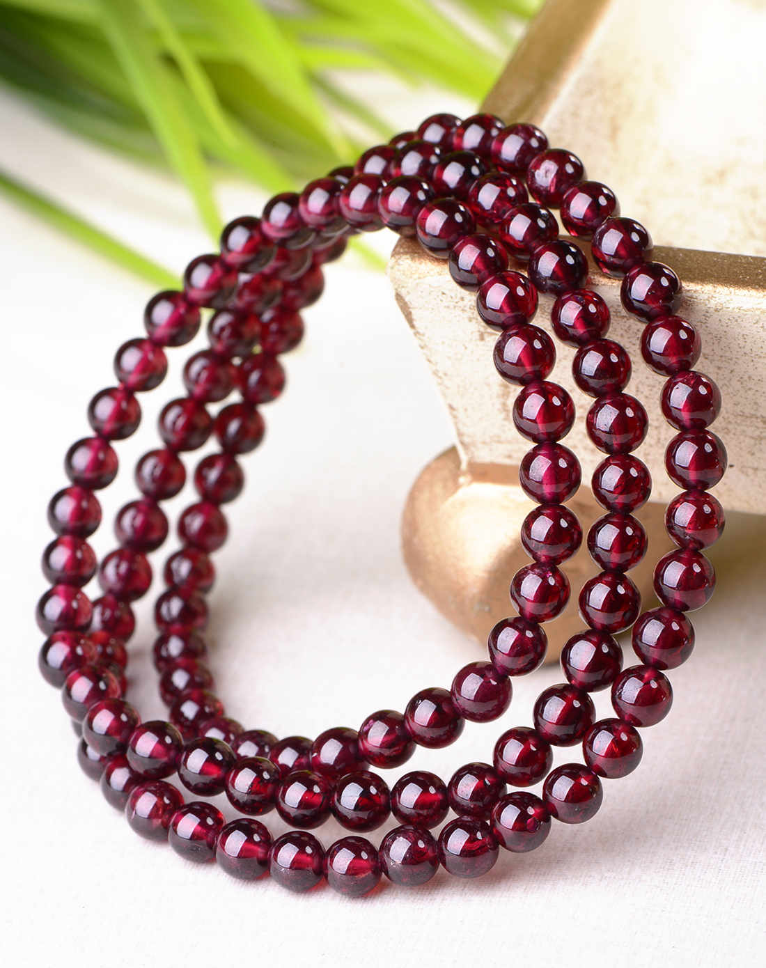 超5a顶级石榴石3圈手链附证书