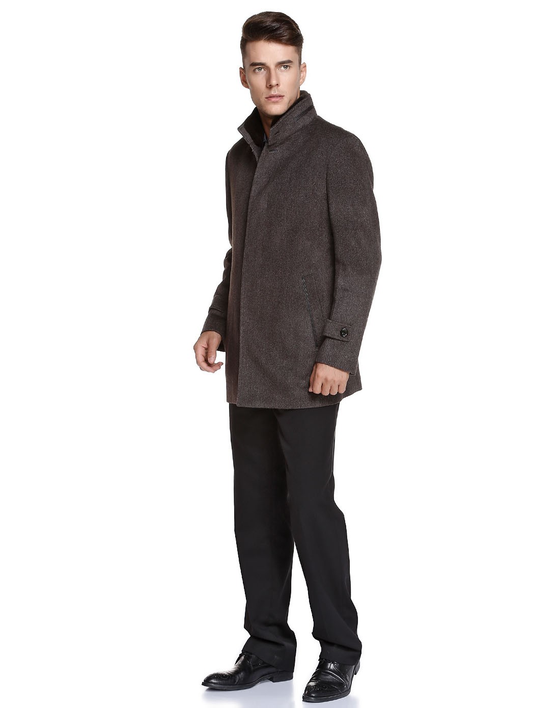 啡灰色复古精致长袖大衣