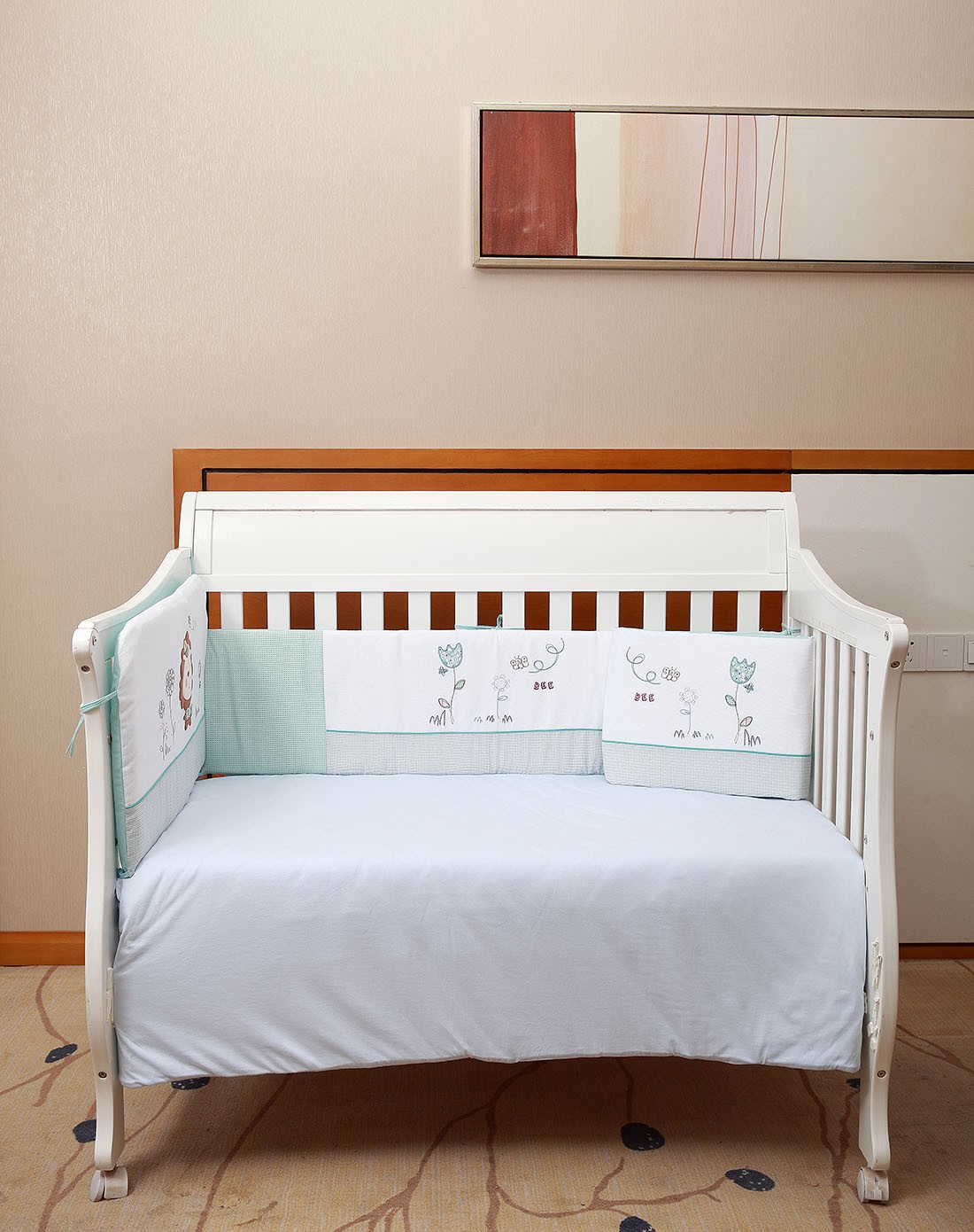 婴儿粉蓝欧洲浪漫三面床围