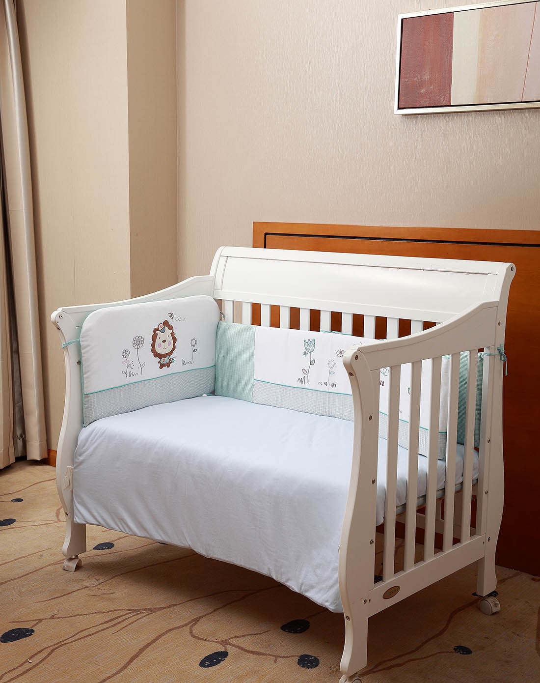 婴儿粉蓝欧洲浪漫三面床围