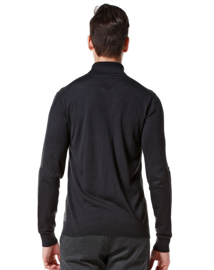 绿黑色时尚高领长袖针织衫