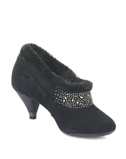 黑色羊皮时尚毛口女鞋