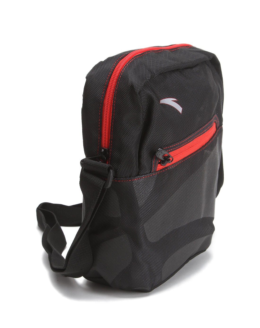 安踏 中性款黑配红色小挎包 精致时尚