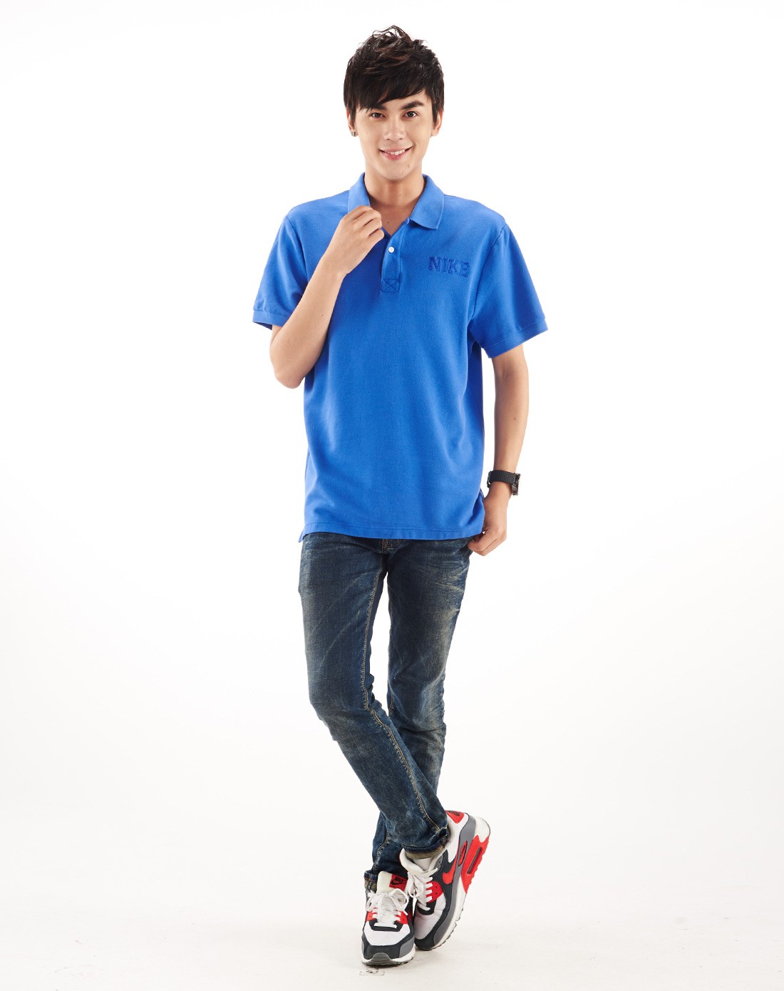 男款蓝色运动休闲系列短袖polo衫