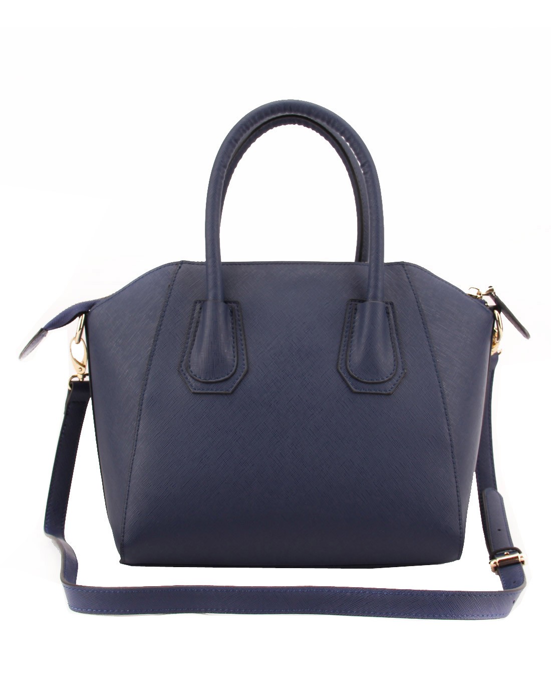 女款牛皮简约蓝色手拎包