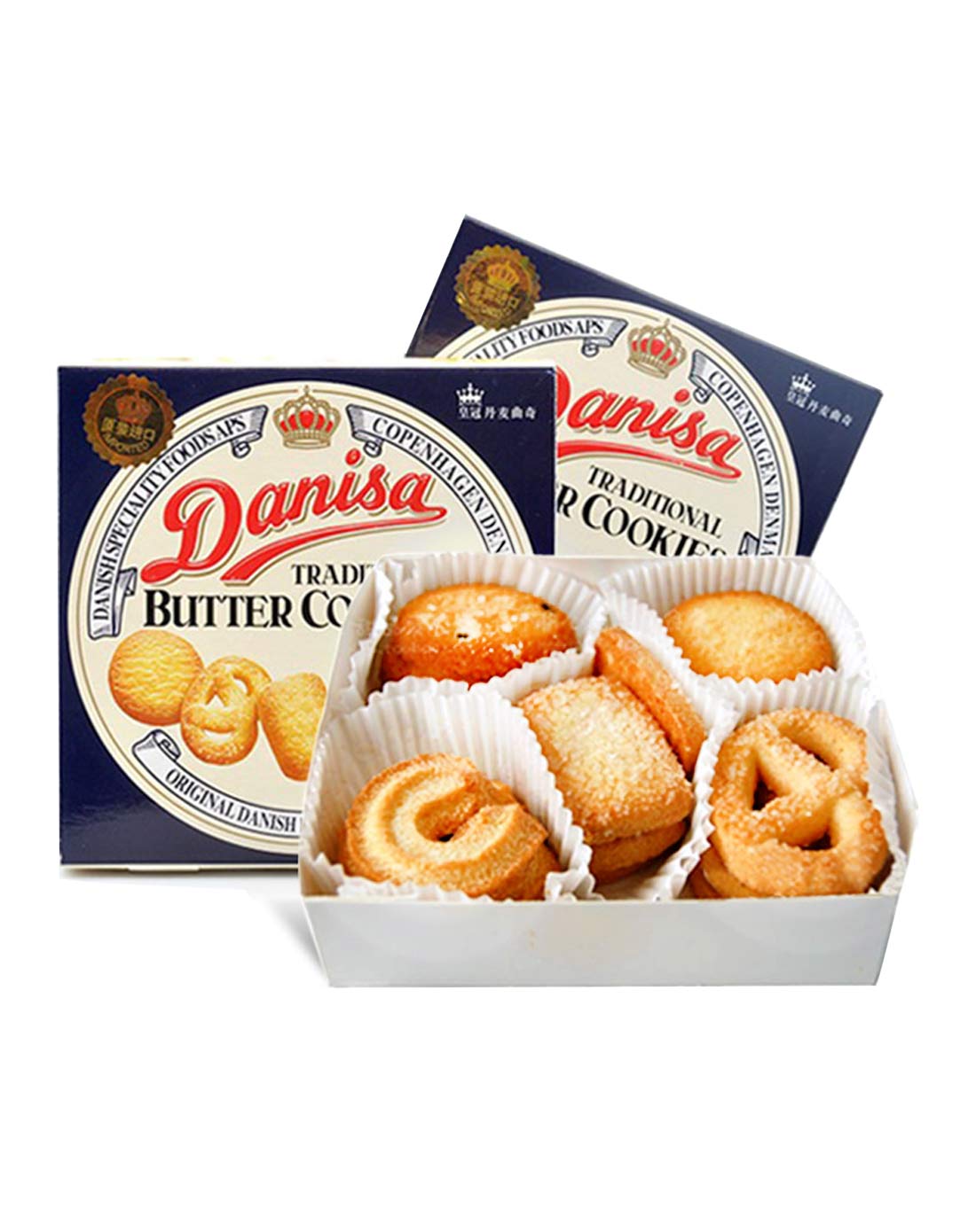 皇冠 丹麦曲奇饼干90gx3送可比可卡布奇诺咖啡219g(口味随机)