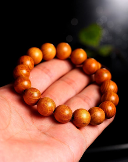 天然黄金檀木串珠手链 12mm