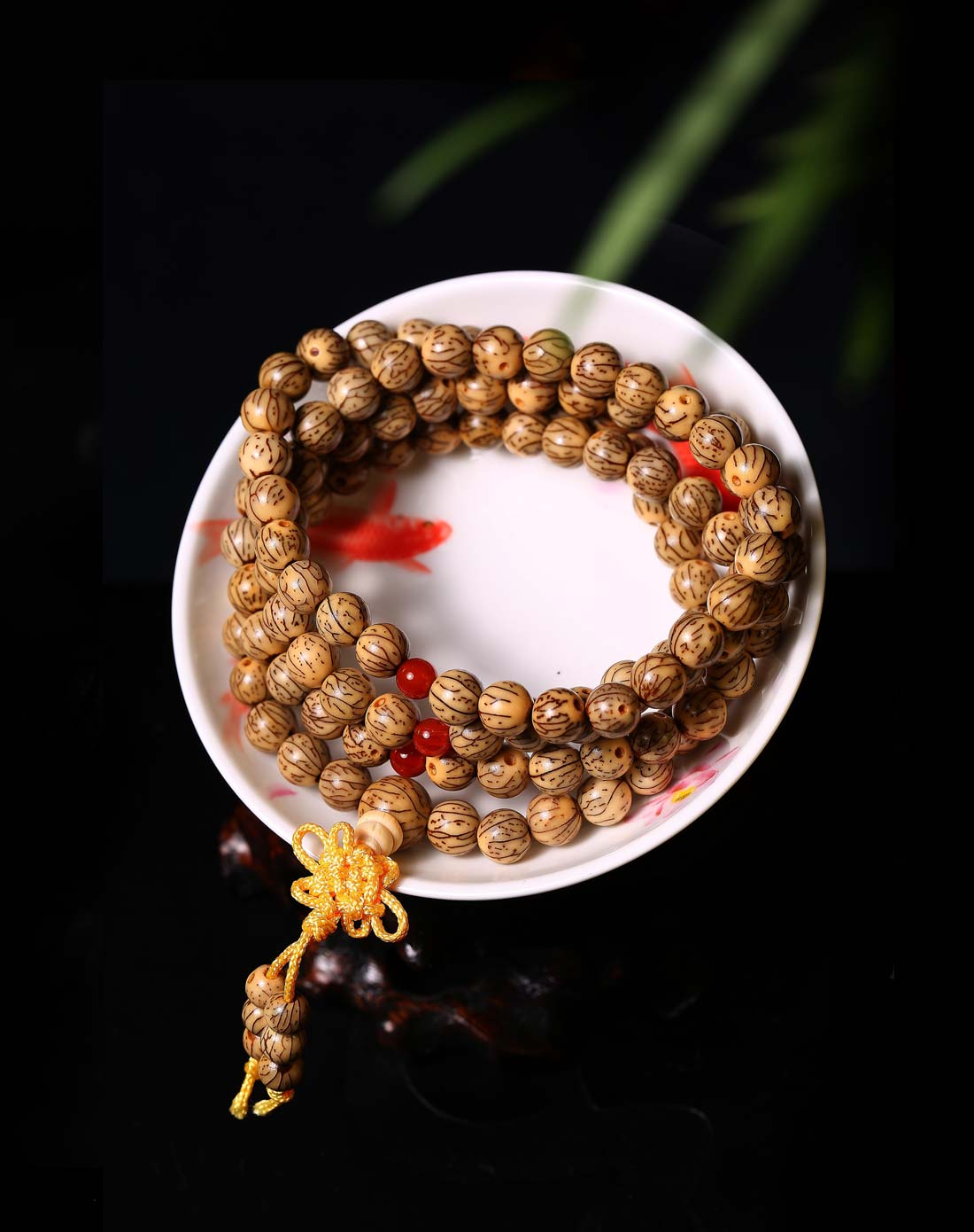 珍贵血丝小银线菩提子手串108颗