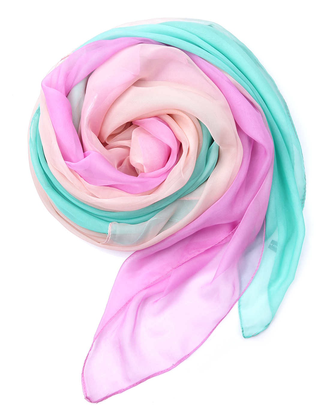 女款粉色/绿色/紫色拼接丝巾