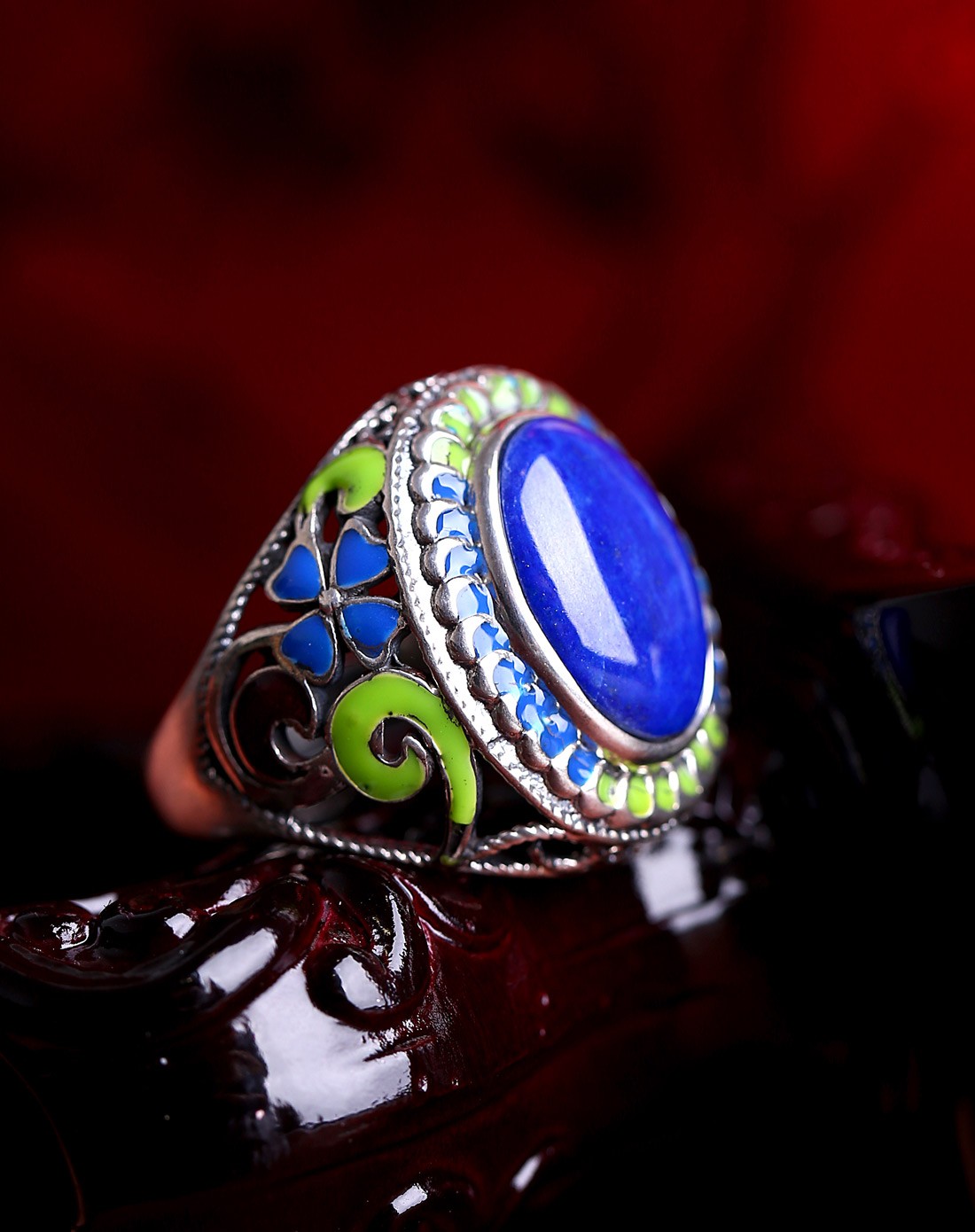 大富大贵天然青金石戒指附证书