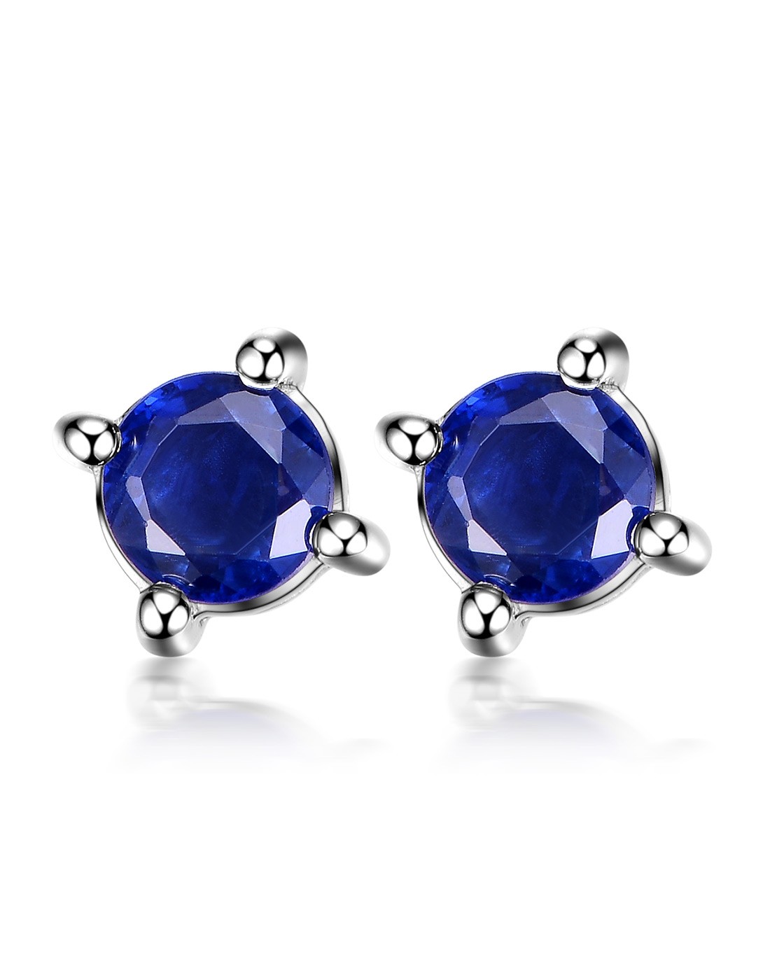 白18k金共93分蓝宝石耳钉